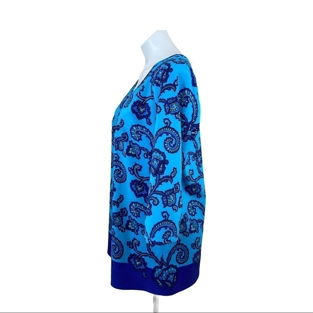🌻LizClaiborne NY Blue Top Tunic Blouse Sz Small - Picture 5 of 7